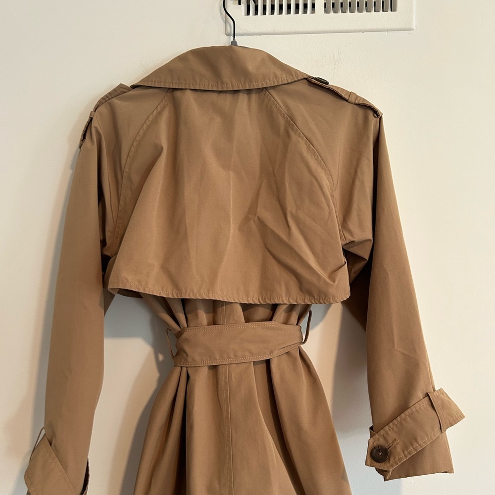 Abercrombie & Fitch Classic Trench Coat Wind Water Resistant Sz Small Camel Tan - Picture 7 of 9